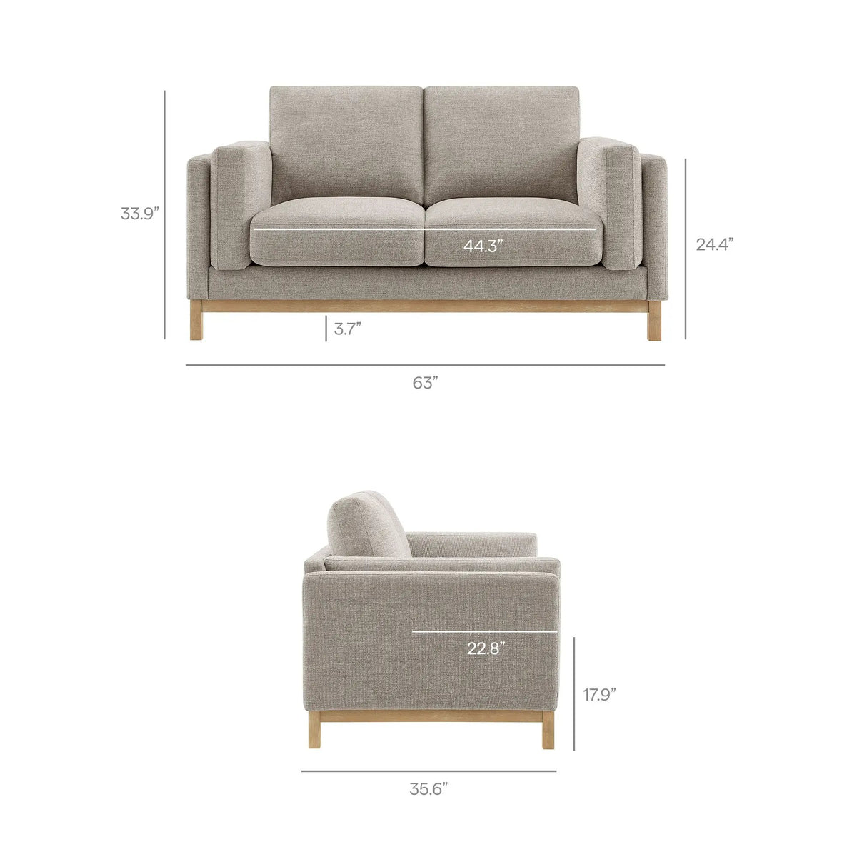 Roscoe 63 Inch Fabric Loveseat by Modway by HouseOfZazla