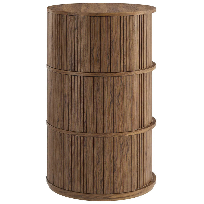 Clement Round Pedestal Stand Storage Table with Sliding Tambour Doors by HouseOfZazla