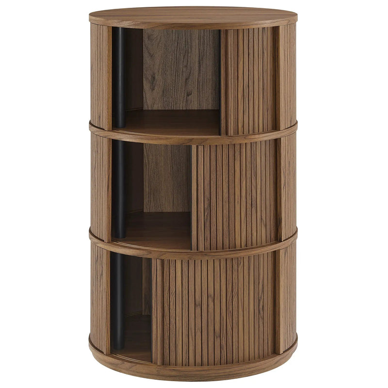 Clement Round Pedestal Stand Storage Table with Sliding Tambour Doors by HouseOfZazla