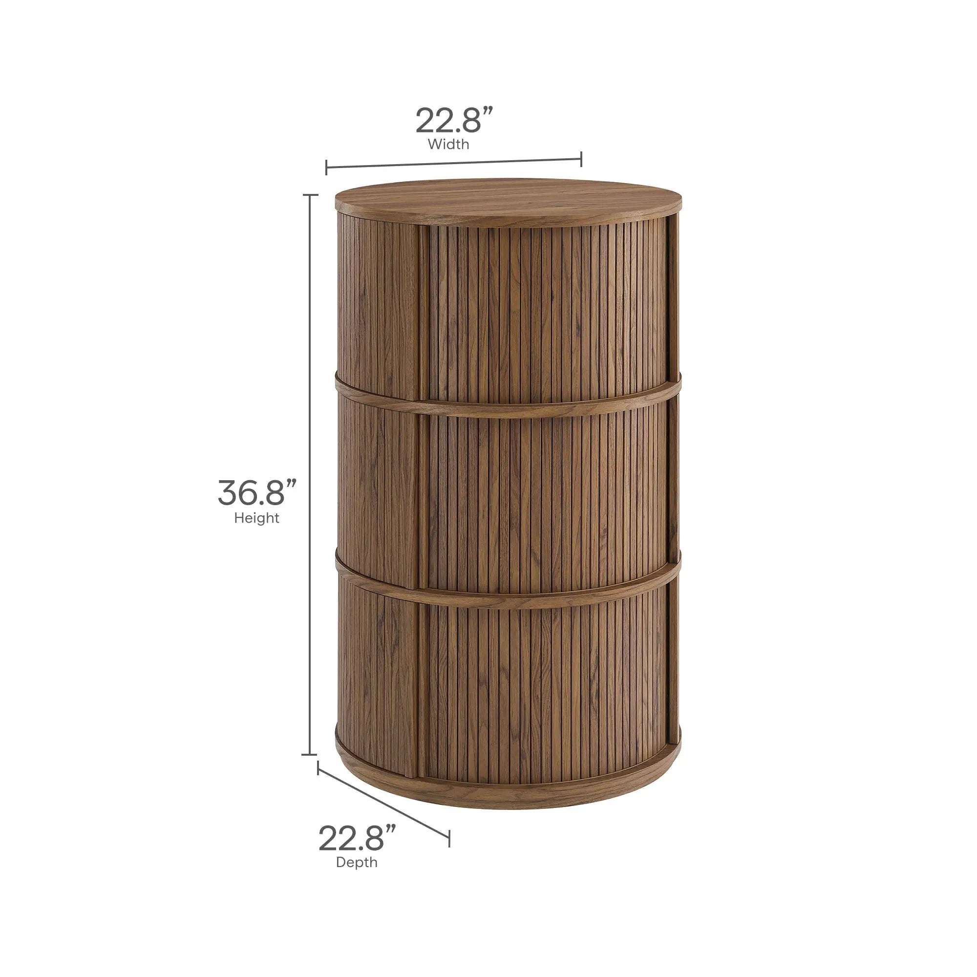 Clement Round Pedestal Stand Storage Table with Sliding Tambour Doors by HouseOfZazla