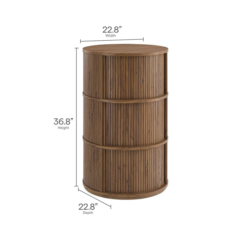 Clement Round Pedestal Stand Storage Table with Sliding Tambour Doors by HouseOfZazla