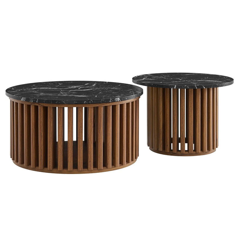 Fortitude Round Faux Marble Top Nesting Coffee Table Set by Modway by HouseOfZazla
