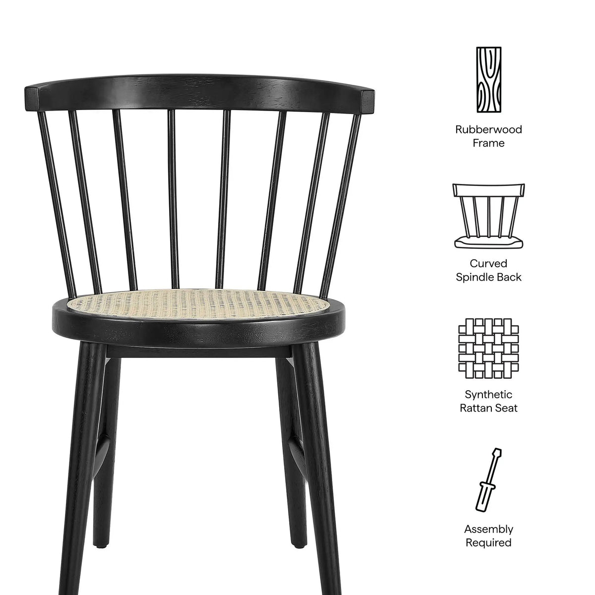 Lykke Curved Spindle Back Dining Chairs Set of 2 by Modway by HouseOfZazla