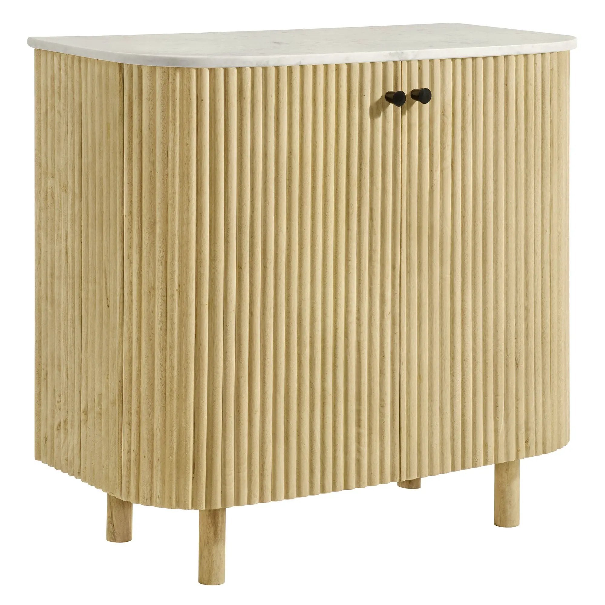 Caldera 33" Curved Solid Wood and Marble Accent Storage Cabinet by HouseOfZazla