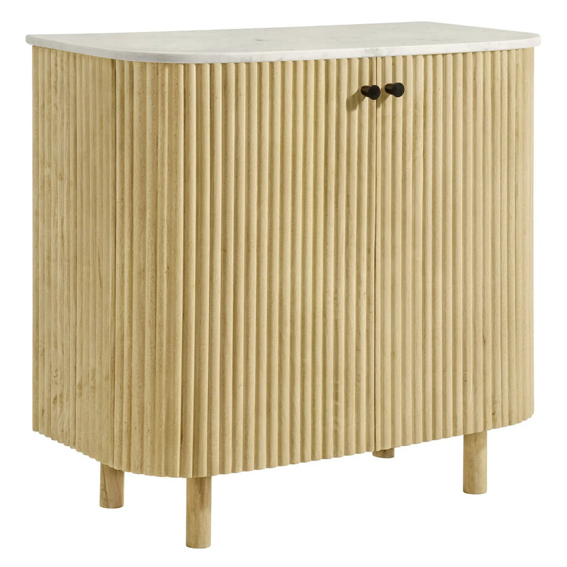 Caldera 33" Curved Solid Wood and Marble Accent Storage Cabinet by HouseOfZazla