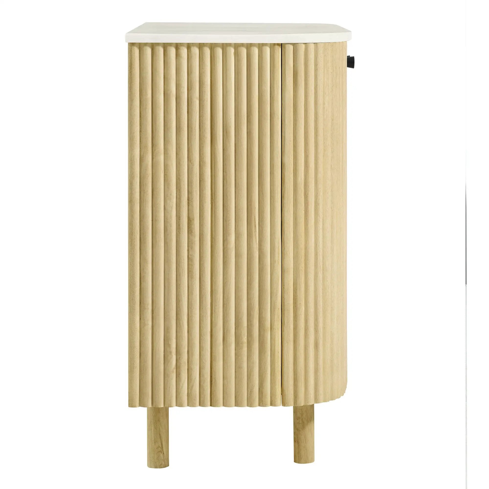 Caldera 33" Curved Solid Wood and Marble Accent Storage Cabinet by HouseOfZazla
