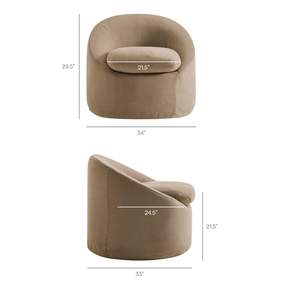Sadie Slipcovered Linen-Blend Round Accent Chair by Modway, photo 3 of 40