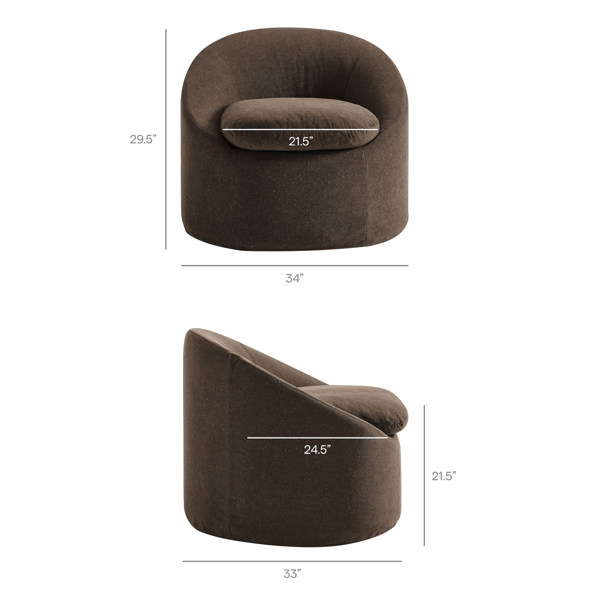 Sadie Slipcovered Linen-Blend Round Accent Chair by Modway, photo 12 of 40
