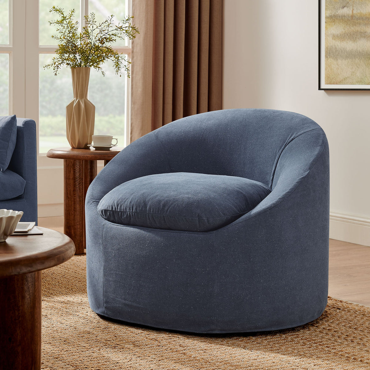 Sadie Slipcovered Linen-Blend Round Accent Chair by Modway, photo 26 of 40