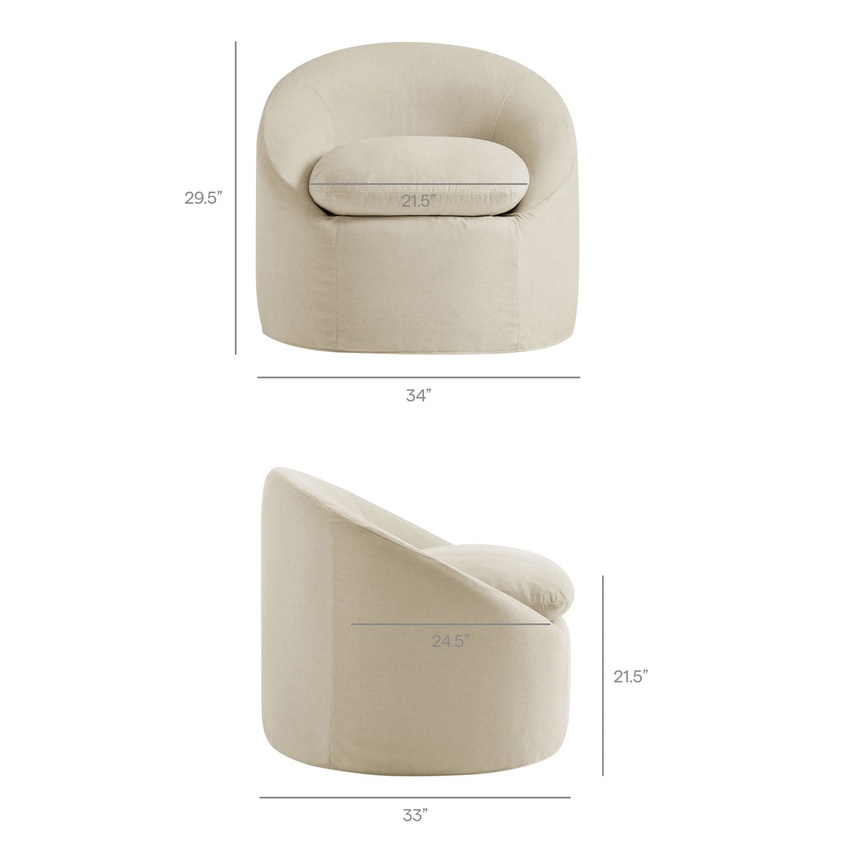 Sadie Slipcovered Linen-Blend Round Accent Chair by Modway, photo 30 of 40