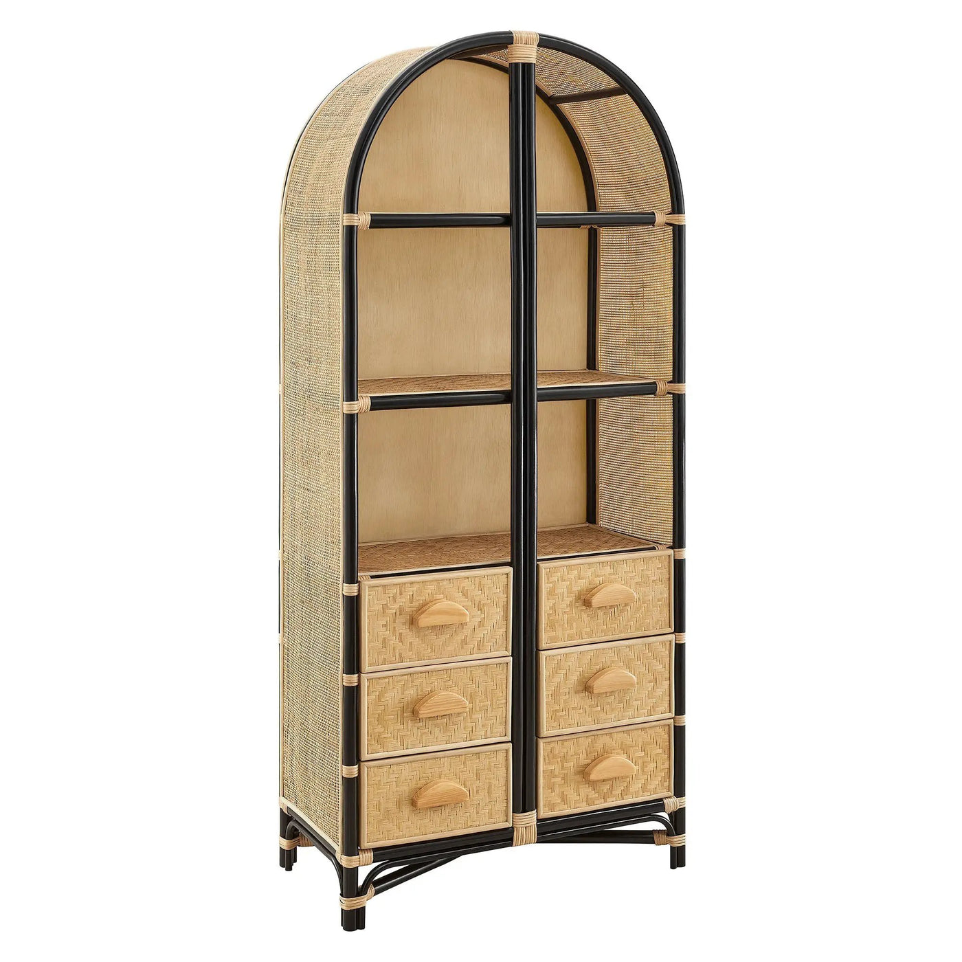 Jane 71 Inch Tall Arched Natural Rattan Bookshelf by Modway by HouseOfZazla