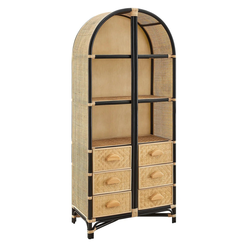 Jane 71 Inch Tall Arched Natural Rattan Bookshelf by Modway by HouseOfZazla