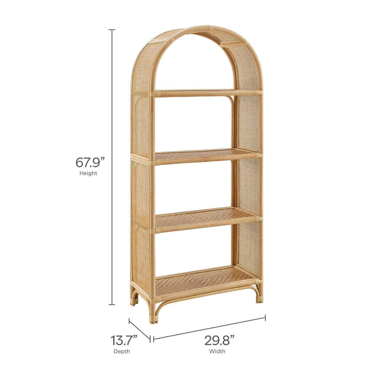Celeste 67 Inch Tall Arched Natural Rattan Bookshelf by Modway by HouseOfZazla