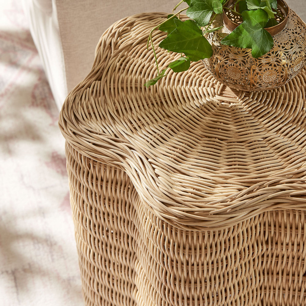Erika Scalloped Natural Rattan Side Table by Modway, photo 8 of 8