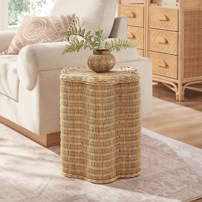 Erika Scalloped Natural Rattan Side Table by Modway, photo 7 of 8