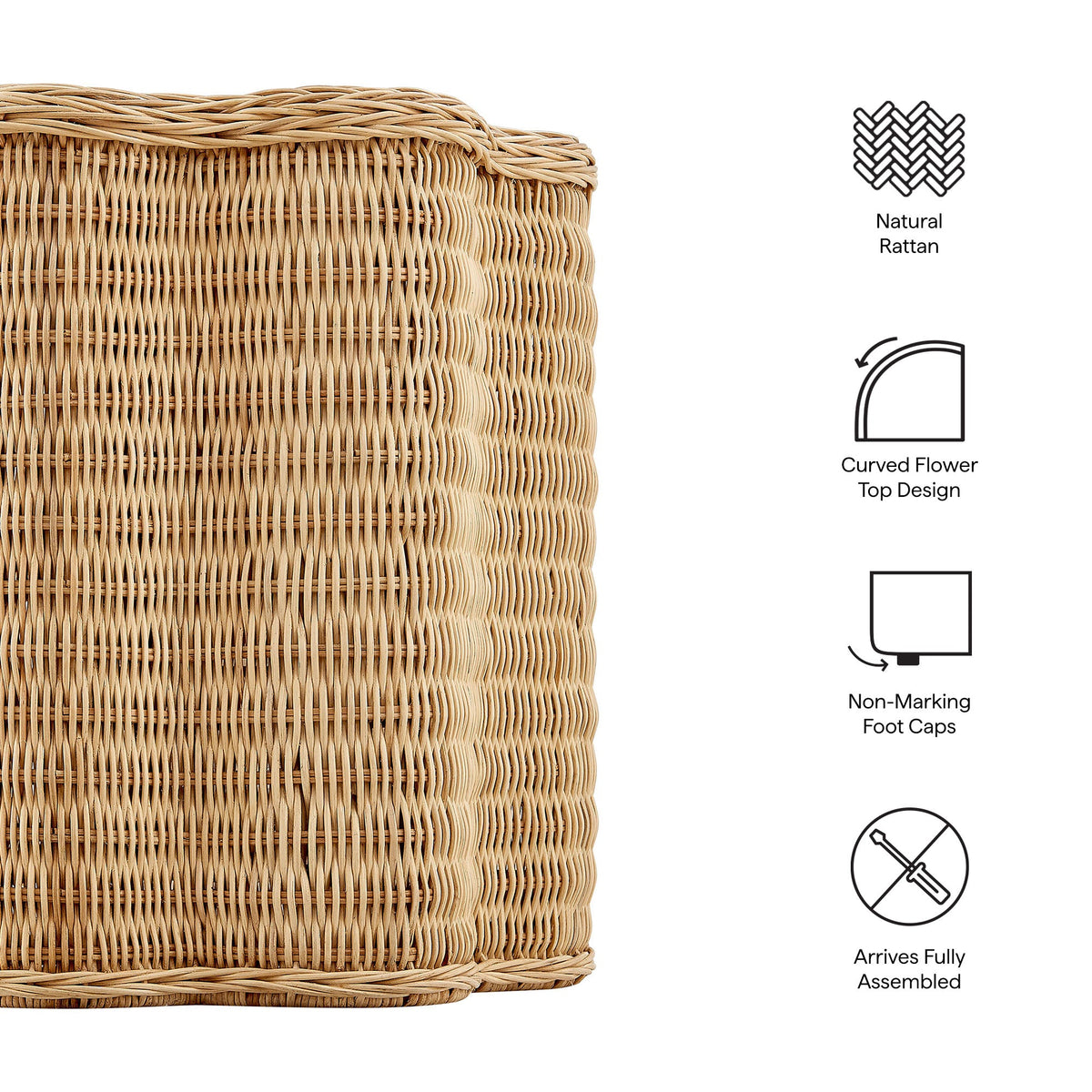 Erika Scalloped Natural Rattan Side Table by Modway, photo 3 of 8