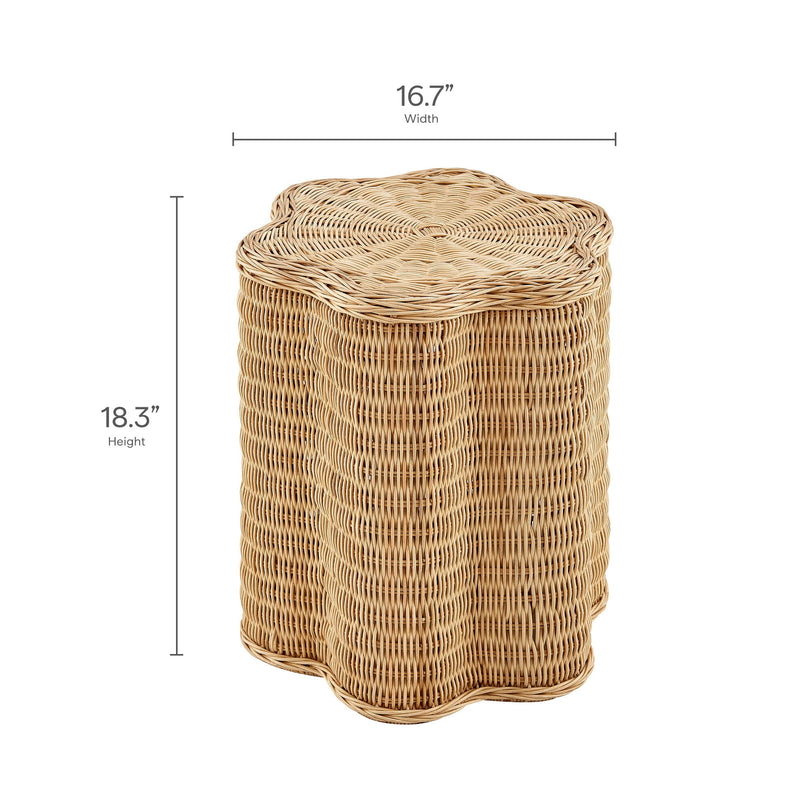 Erika Scalloped Natural Rattan Side Table by Modway, photo 2 of 8