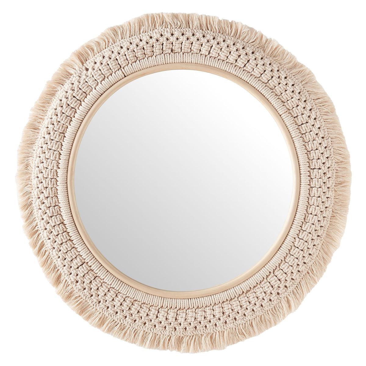 Jade Round Rattan Macrame Wall Mirror by Modway, photo 4 of 7
