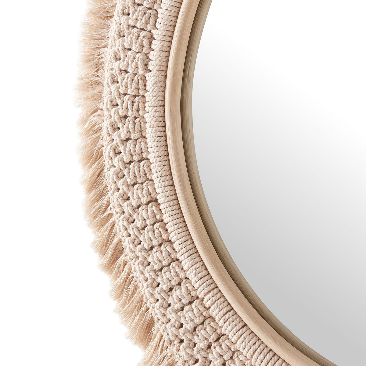 Jade Round Rattan Macrame Wall Mirror by Modway, photo 5 of 7