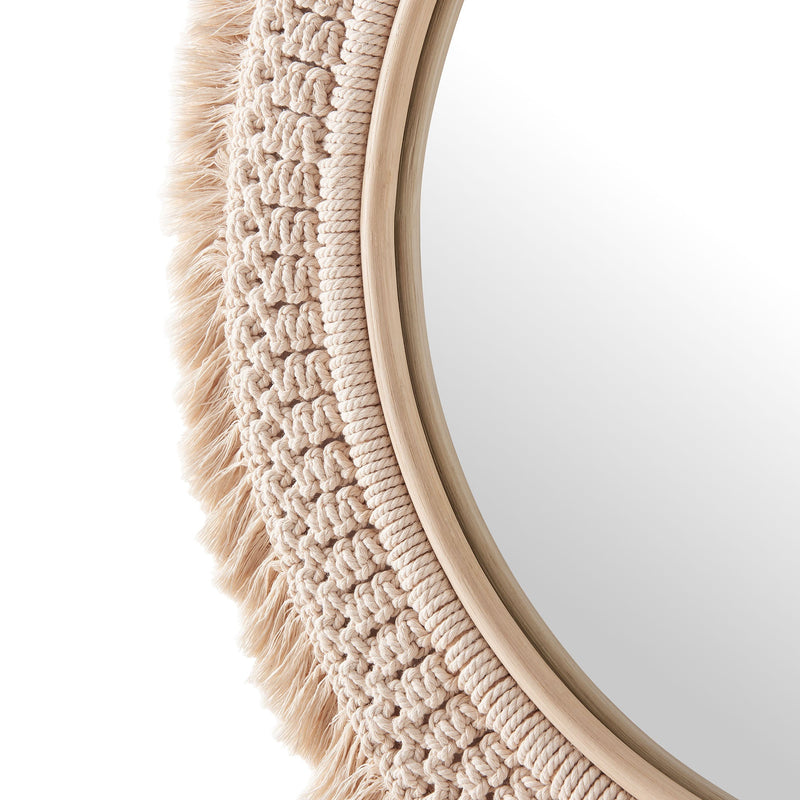 Jade Round Rattan Macrame Wall Mirror by Modway, photo 5 of 7