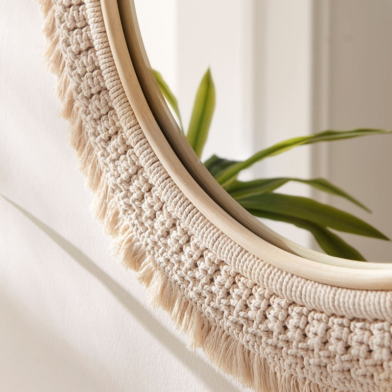 Jade Round Rattan Macrame Wall Mirror by Modway, photo 7 of 7