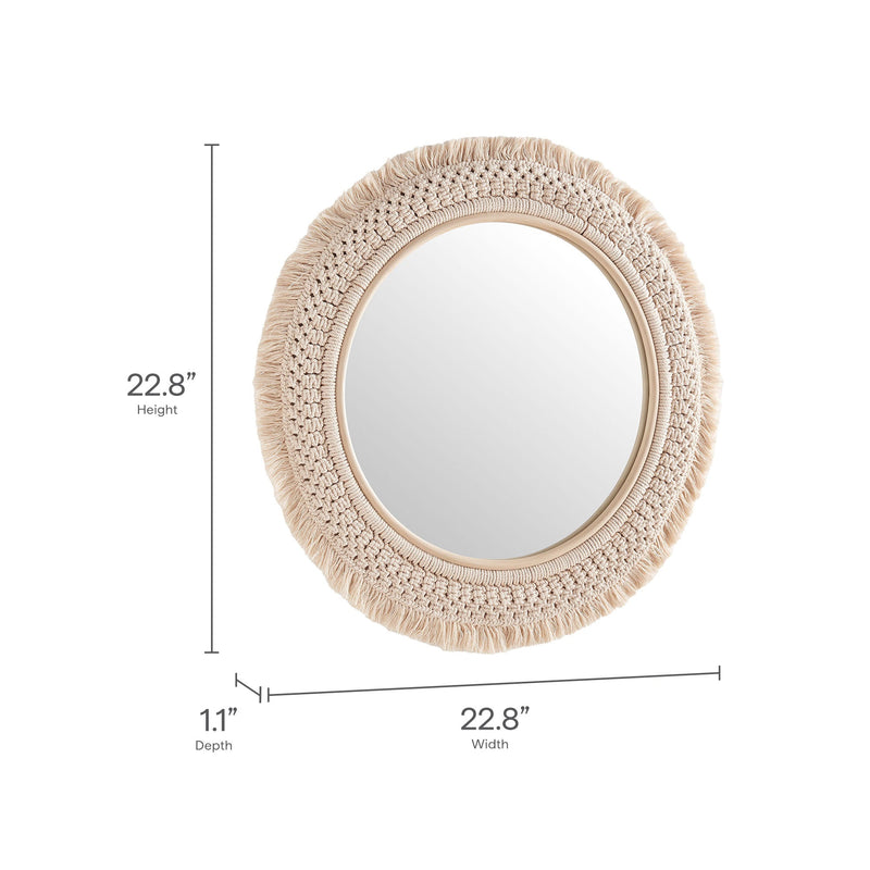 Jade Round Rattan Macrame Wall Mirror by Modway, photo 2 of 7