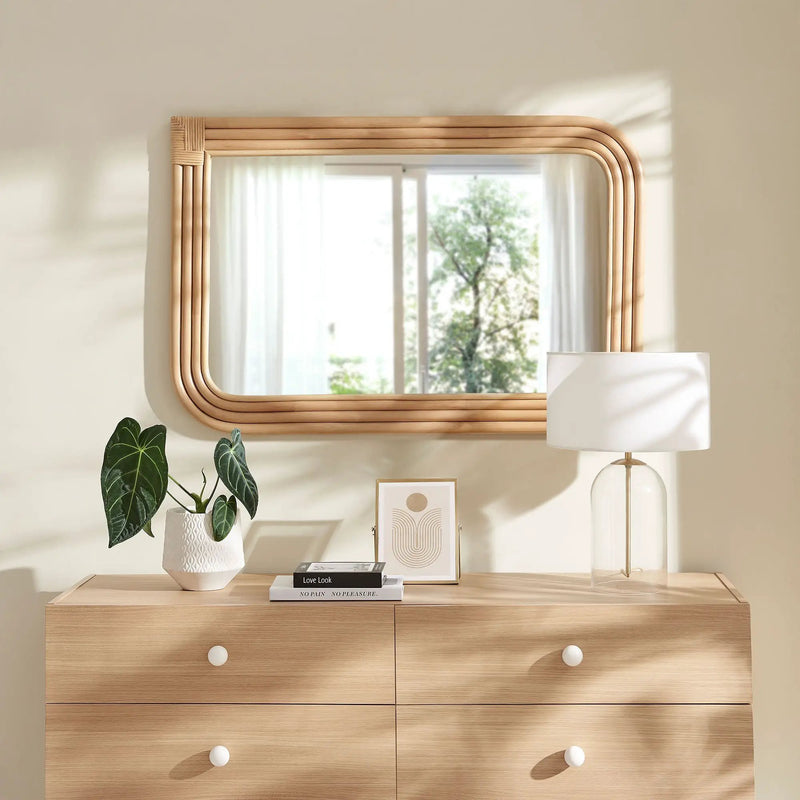 Corsica Curved Rectangle Rattan Wall Mirror by Modway by HouseOfZazla