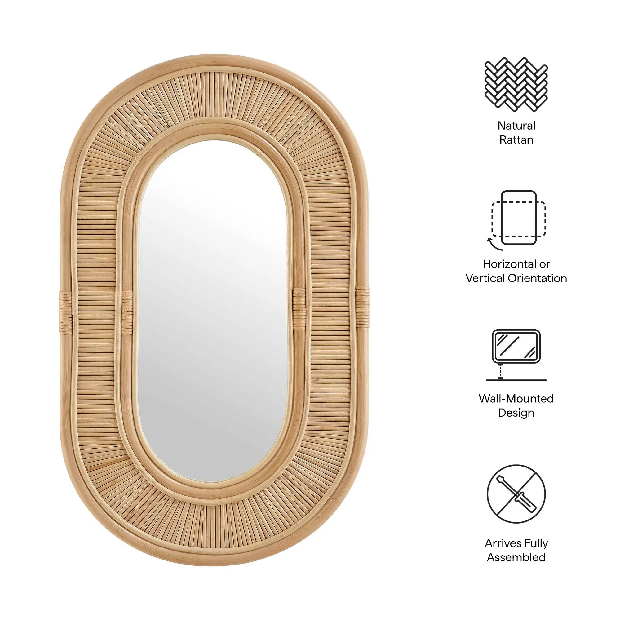 Sovana Oval Rattan Wall Mirror by Modway by HouseOfZazla