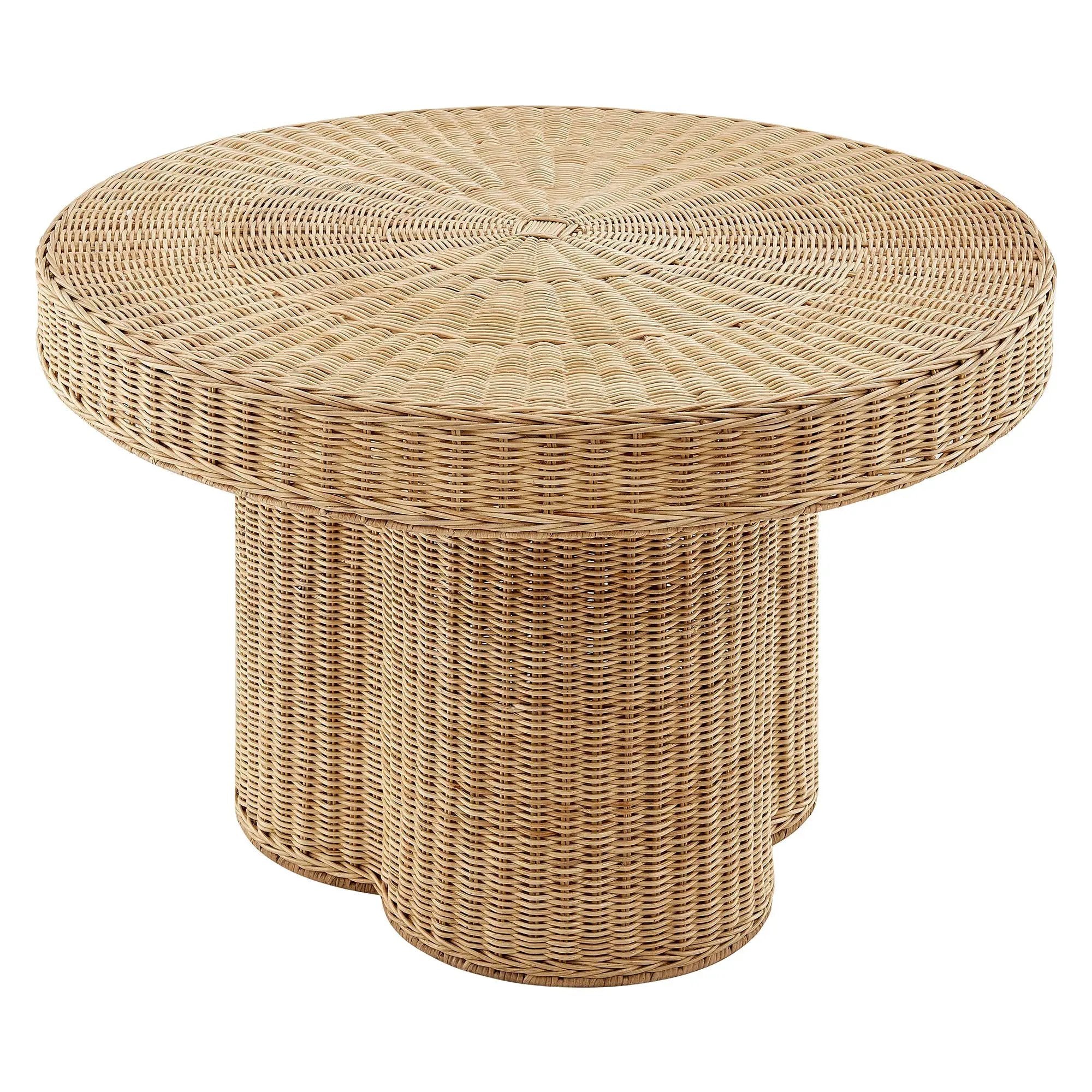 Ainsley 32 Inch Round Natural Rattan Coffee Table by HouseOfZazla