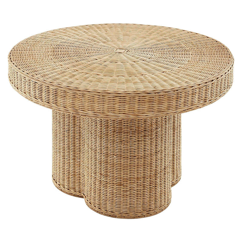 Ainsley 32 Inch Round Natural Rattan Coffee Table by HouseOfZazla