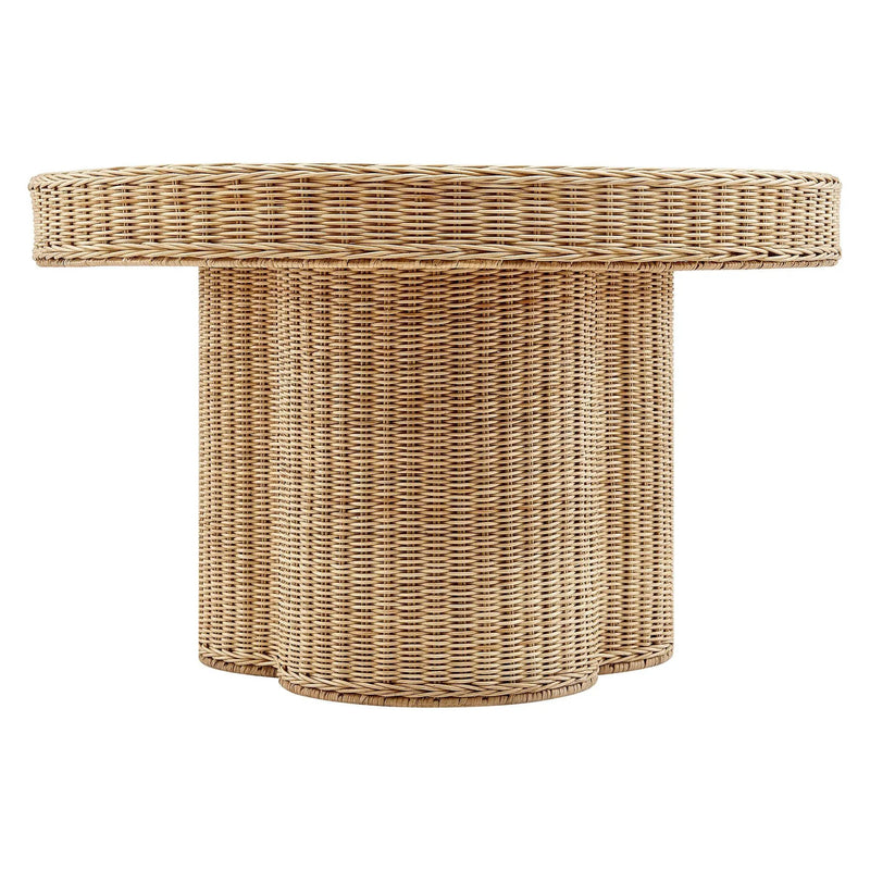Ainsley 32 Inch Round Natural Rattan Coffee Table by HouseOfZazla