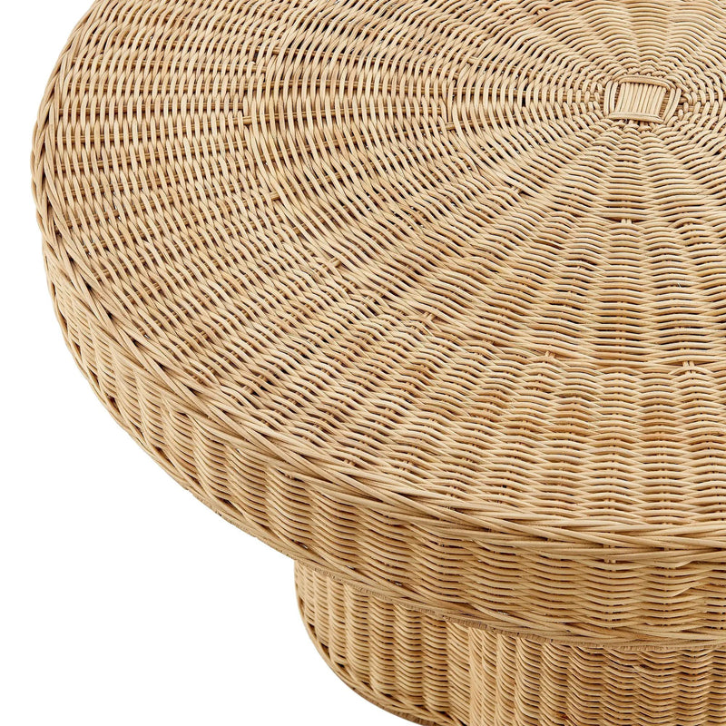 Ainsley 32 Inch Round Natural Rattan Coffee Table by HouseOfZazla