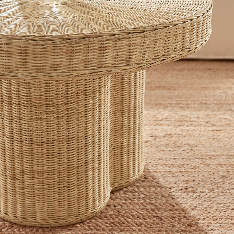 Ainsley 32 Inch Round Natural Rattan Coffee Table by Modway, photo 8 of 8