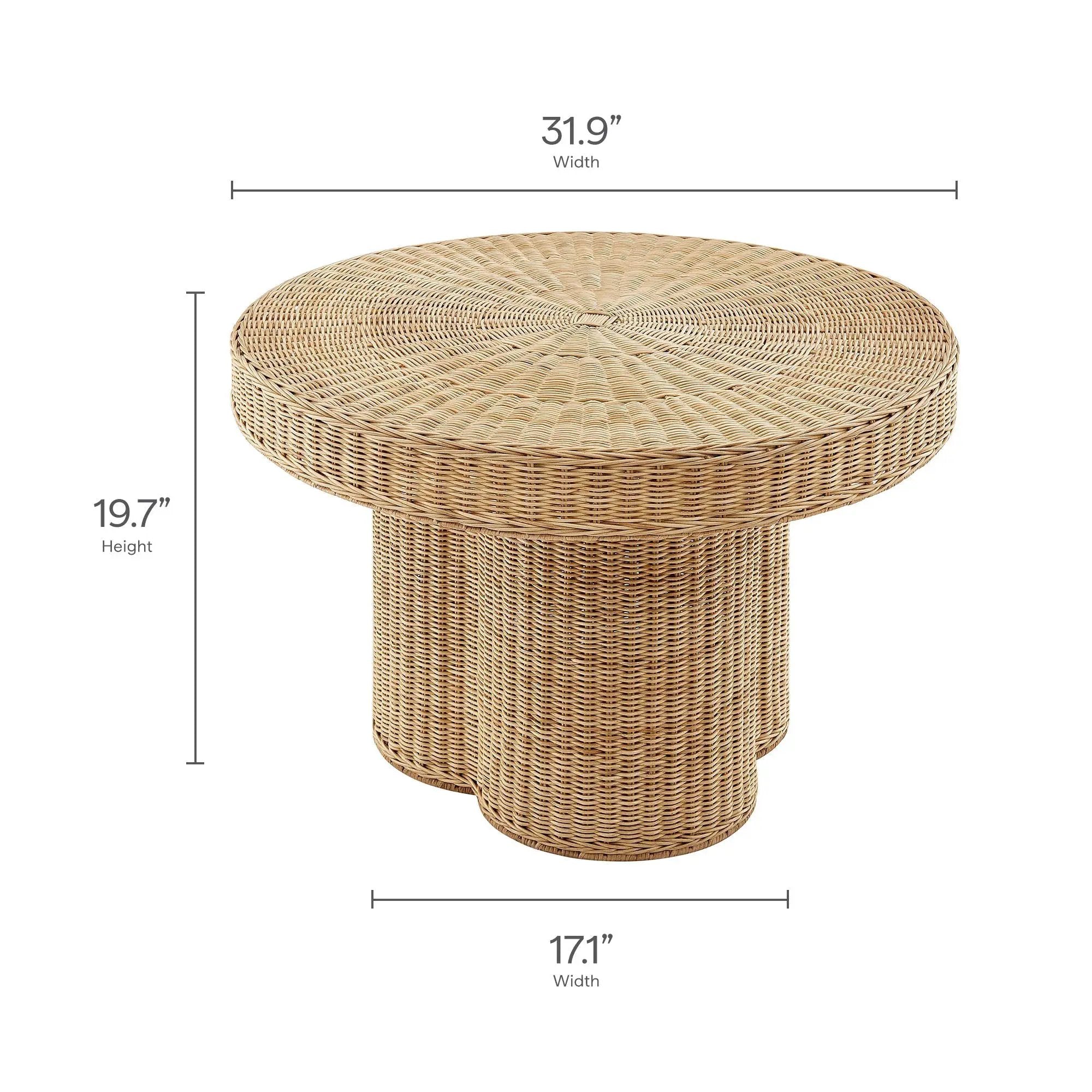 Ainsley 32 Inch Round Natural Rattan Coffee Table by HouseOfZazla