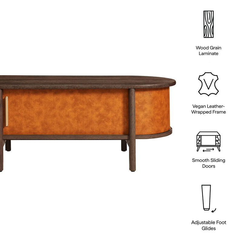 Coralie Curved Vegan Leather Oval Coffee Table by Modway by HouseOfZazla