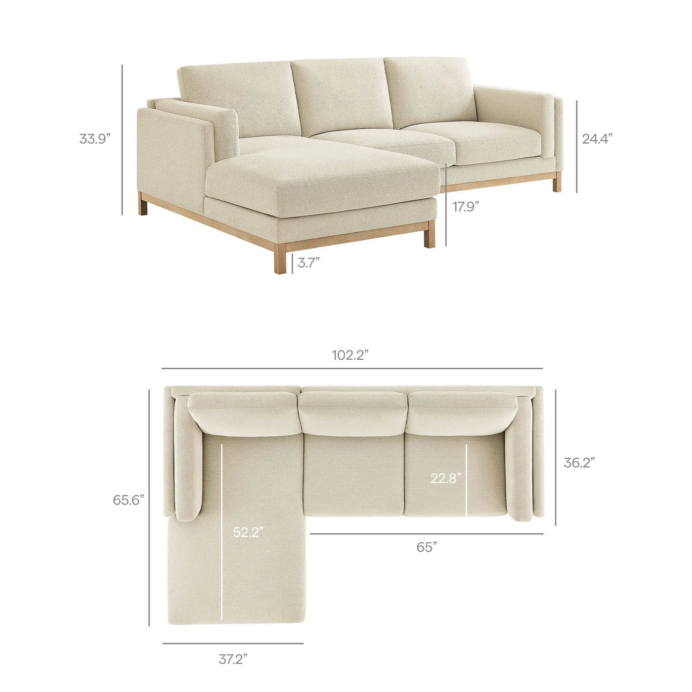 Roscoe Left-Facing Fabric Sectional Sofa with Chaise by Modway by HouseOfZazla