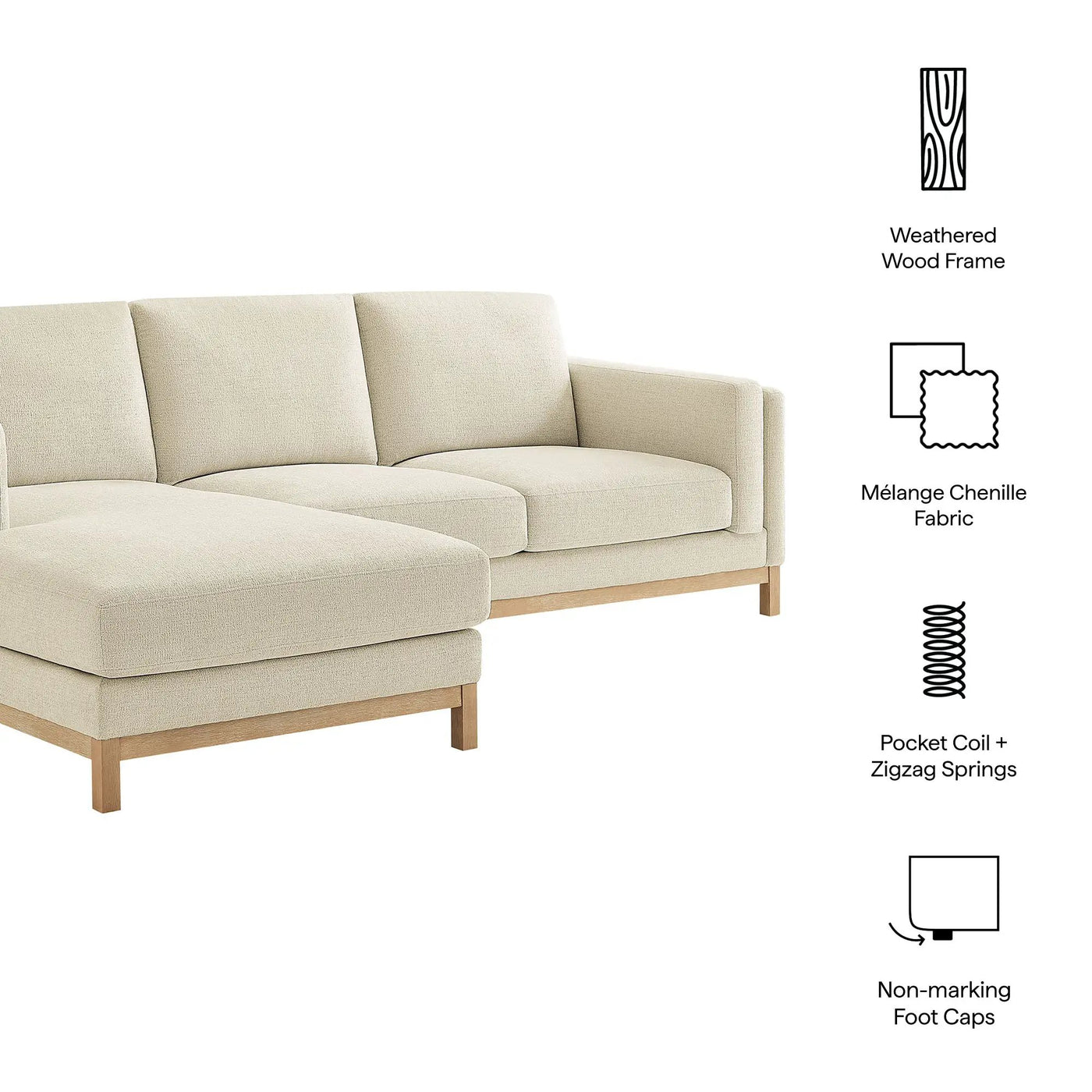 Roscoe Left-Facing Fabric Sectional Sofa with Chaise by Modway by HouseOfZazla