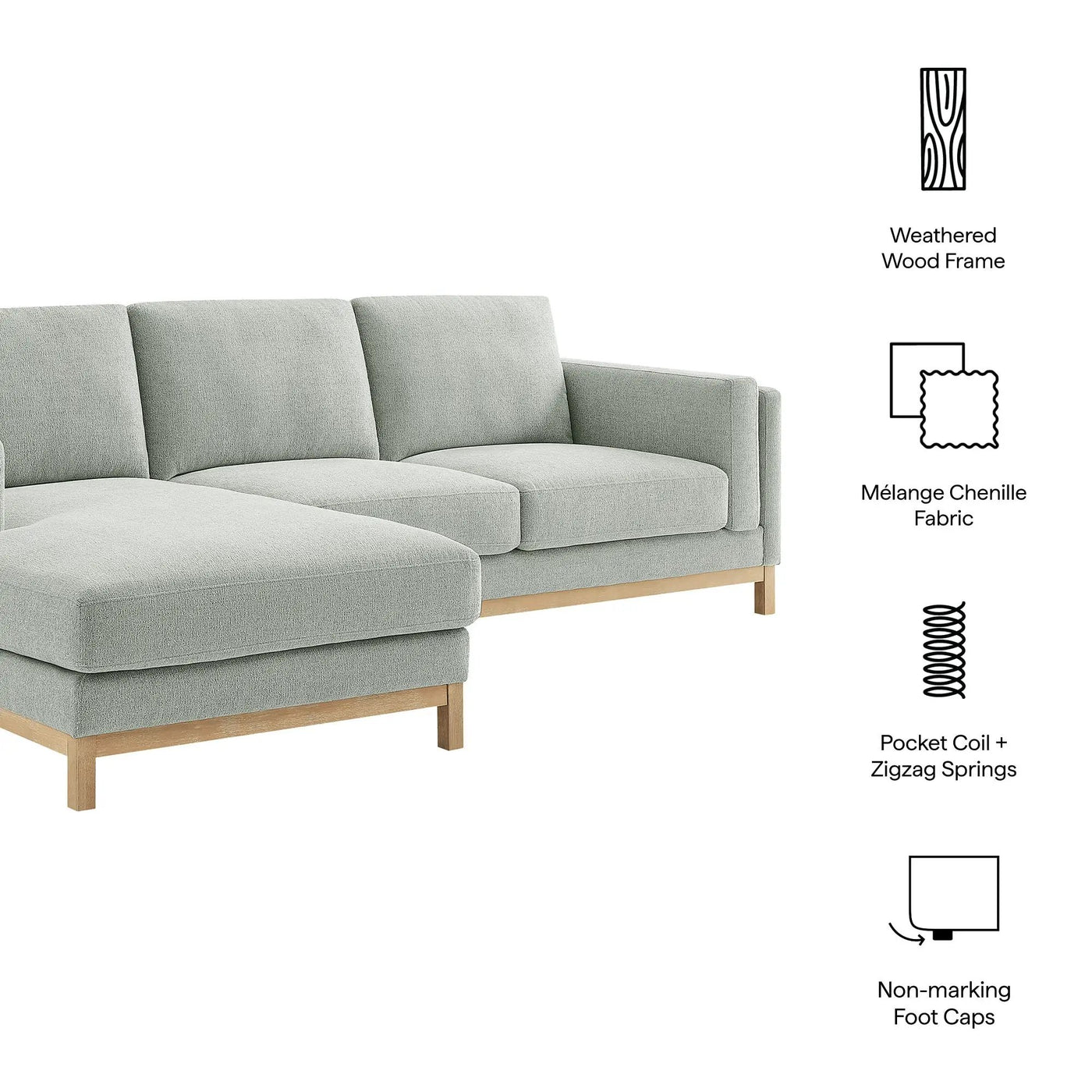Roscoe Left-Facing Fabric Sectional Sofa with Chaise by Modway by HouseOfZazla