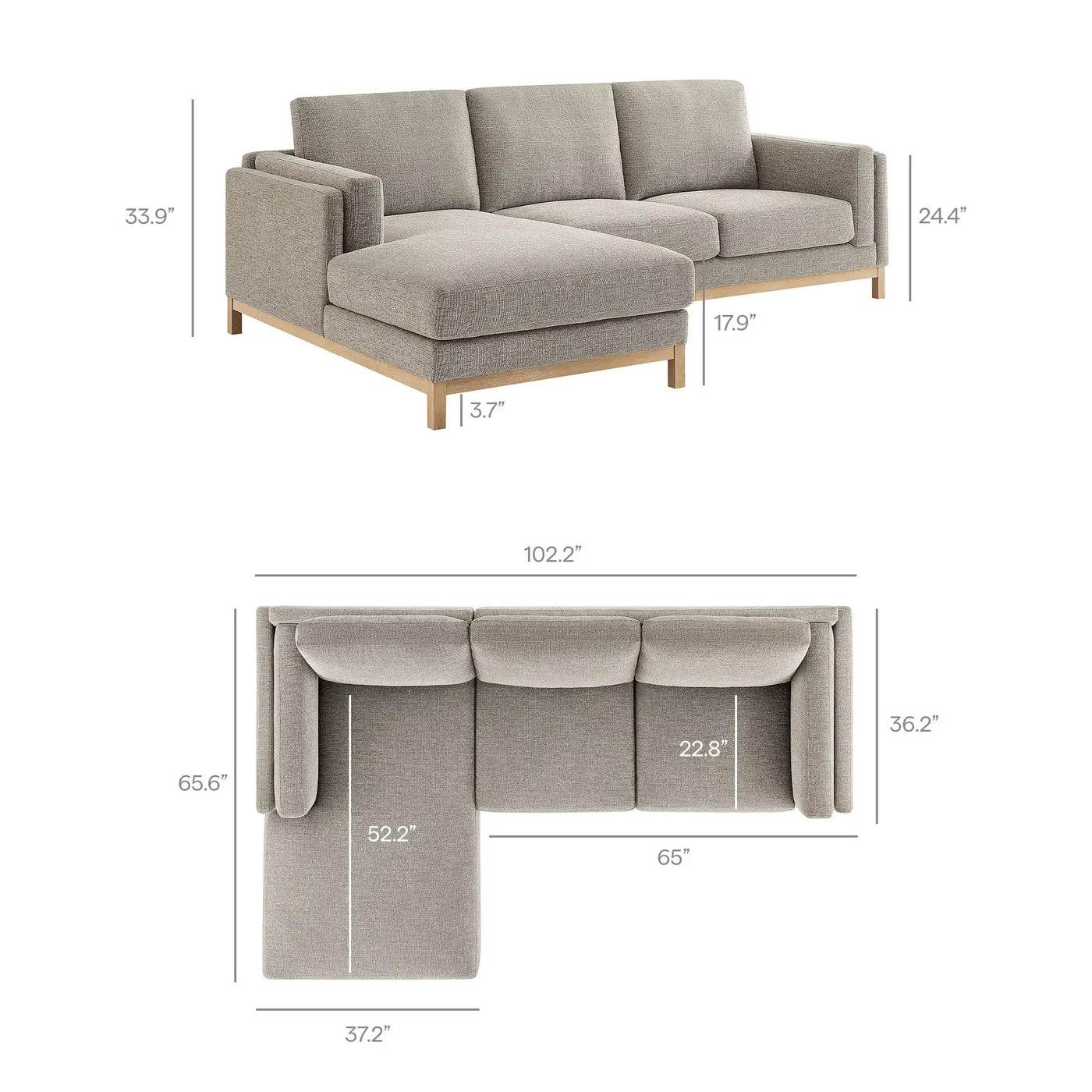 Roscoe Left-Facing Fabric Sectional Sofa with Chaise by Modway by HouseOfZazla
