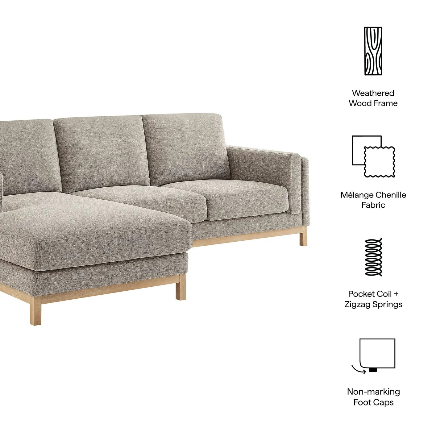 Roscoe Left-Facing Fabric Sectional Sofa with Chaise by Modway by HouseOfZazla