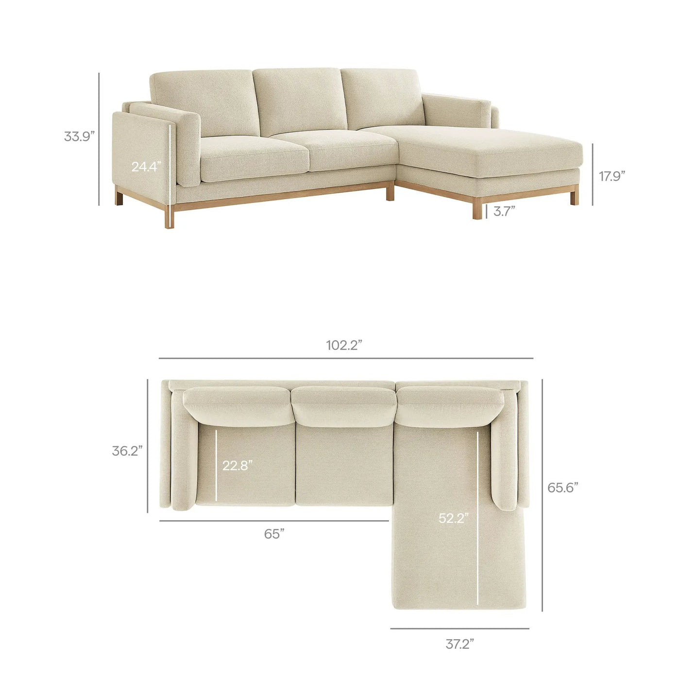Roscoe Right-Facing Fabric Sectional Sofa with Chaise by Modway by HouseOfZazla