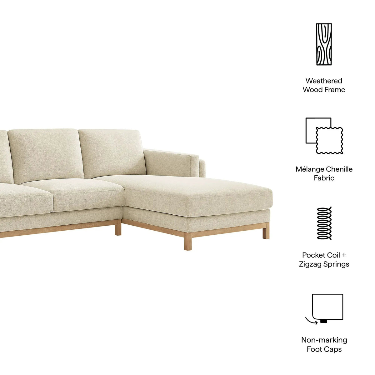 Roscoe Right-Facing Fabric Sectional Sofa with Chaise by Modway by HouseOfZazla