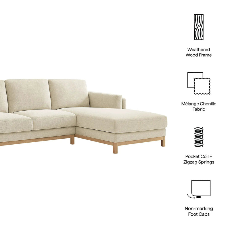 Roscoe Right-Facing Fabric Sectional Sofa with Chaise by Modway by HouseOfZazla