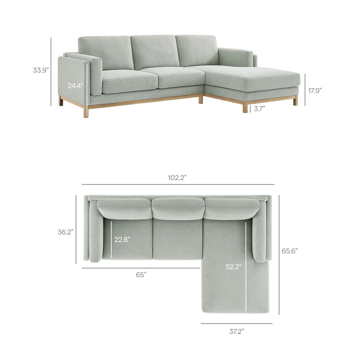 Roscoe Right-Facing Fabric Sectional Sofa with Chaise by Modway by HouseOfZazla
