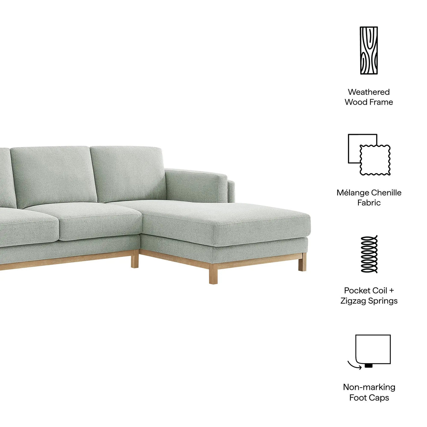 Roscoe Right-Facing Fabric Sectional Sofa with Chaise by Modway by HouseOfZazla