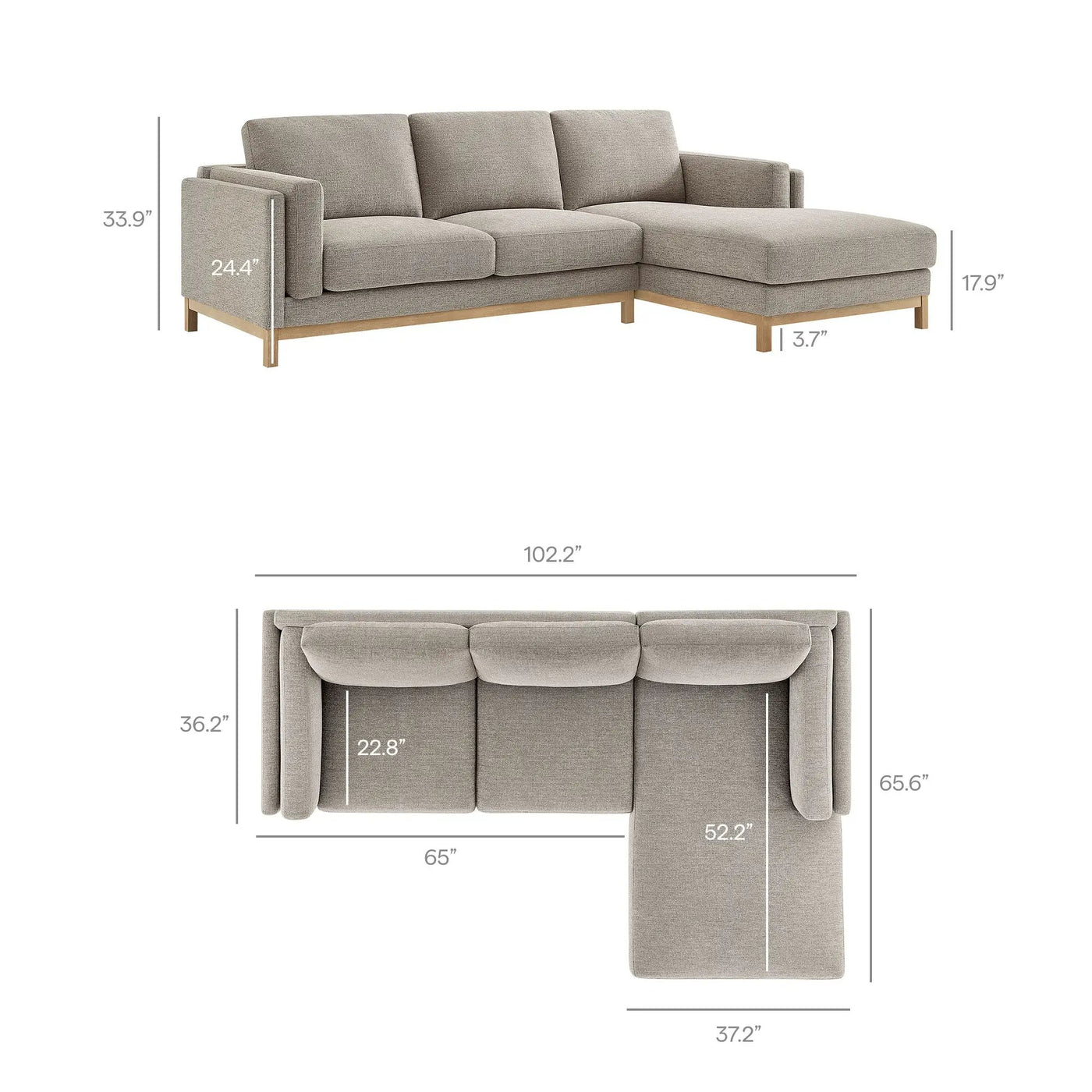 Roscoe Right-Facing Fabric Sectional Sofa with Chaise by Modway by HouseOfZazla