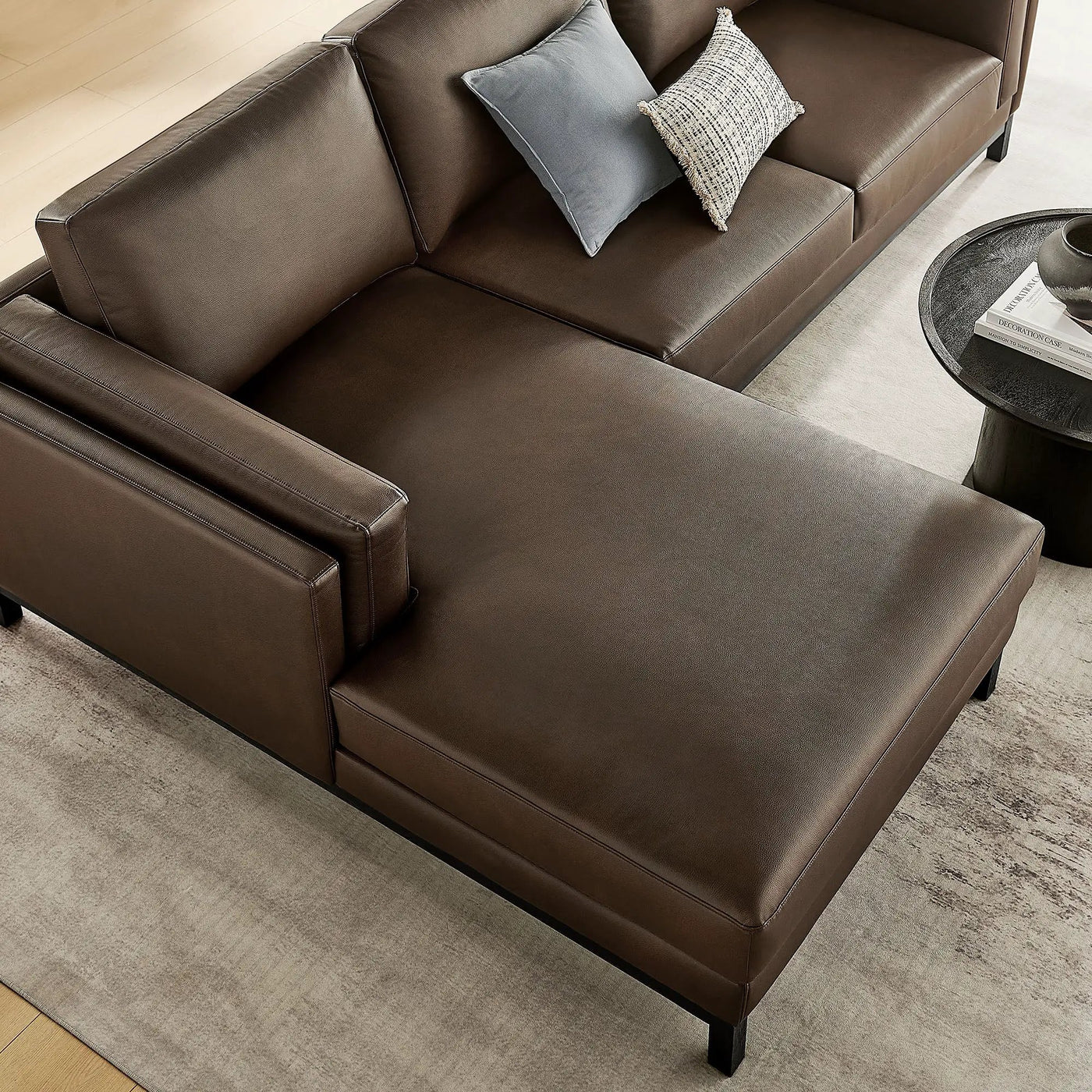 Roscoe Left-Facing Vegan Leather Sectional Sofa with Chaise by HouseOfZazla