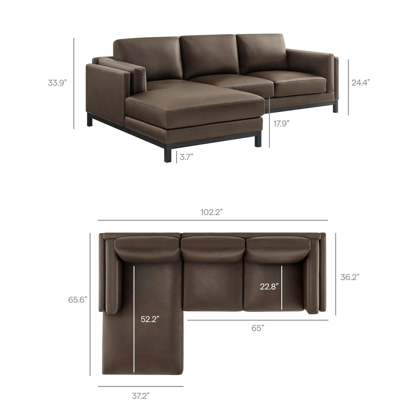 Roscoe Left-Facing Vegan Leather Sectional Sofa with Chaise by HouseOfZazla