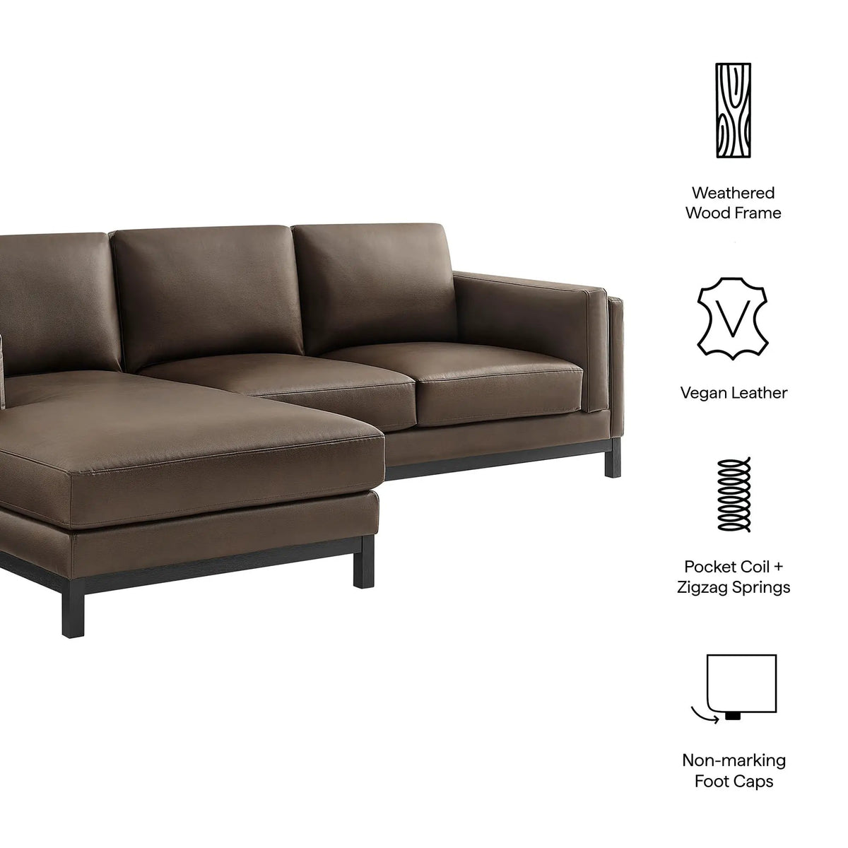Roscoe Left-Facing Vegan Leather Sectional Sofa with Chaise by HouseOfZazla