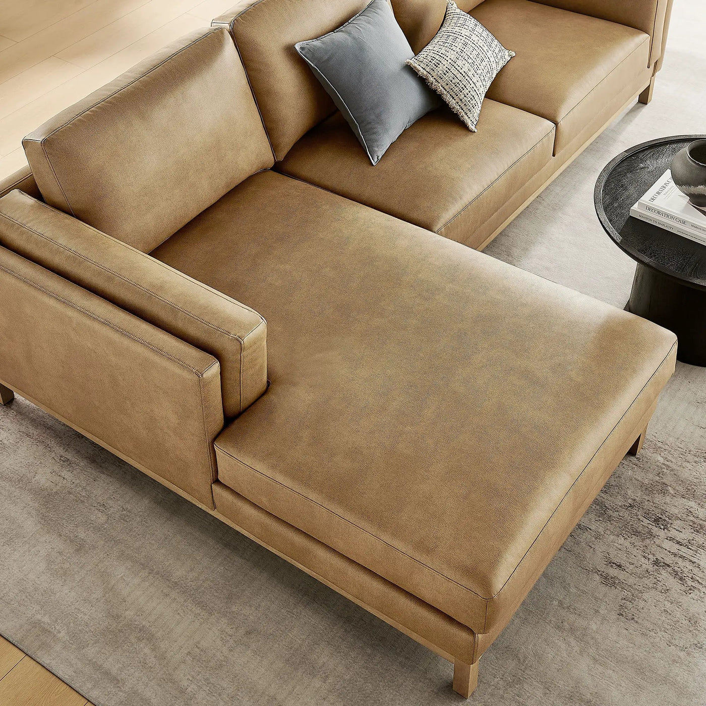 Roscoe Left-Facing Vegan Leather Sectional Sofa with Chaise by HouseOfZazla